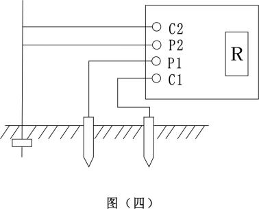 數(shù)字接地電阻測(cè)試儀測(cè)量小于1Ω接地電阻時(shí)，C2在外側(cè)P2在內(nèi)側(cè)圖