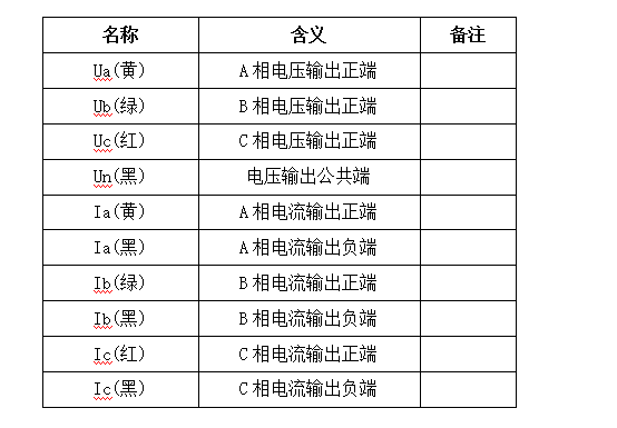 三相程控精密測試電源接線端子說明表