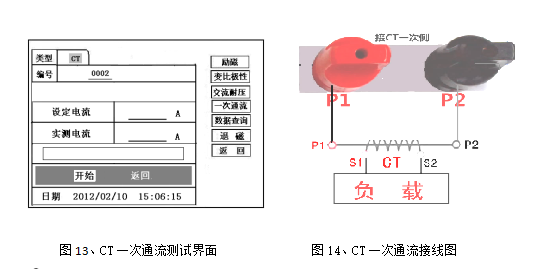 互感器多功能測(cè)試儀CT一次通流測(cè)試界面及接線圖