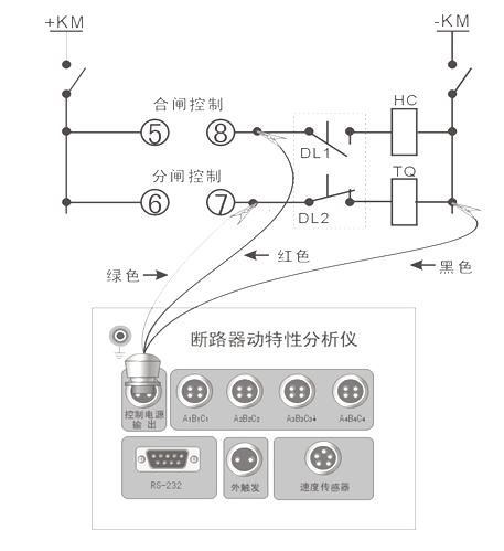 高壓開關(guān)動(dòng)特性測(cè)試儀(石墨觸頭)內(nèi)部電源控制接線圖