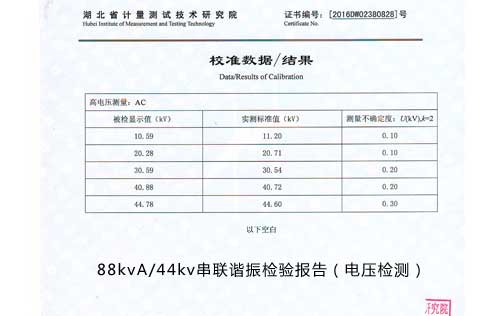 串聯(lián)諧振裝置檢驗(yàn)報(bào)告